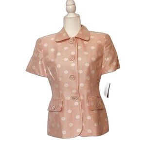 NWT CHRISTIAN DIOR Women Size 4 Polka Dot Striped Lined Jacket Quiet Luxury